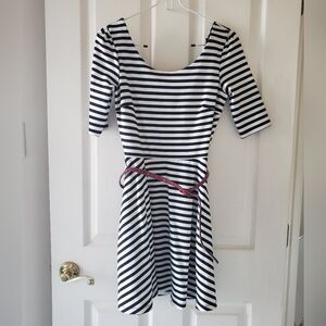 Black and white striped dress